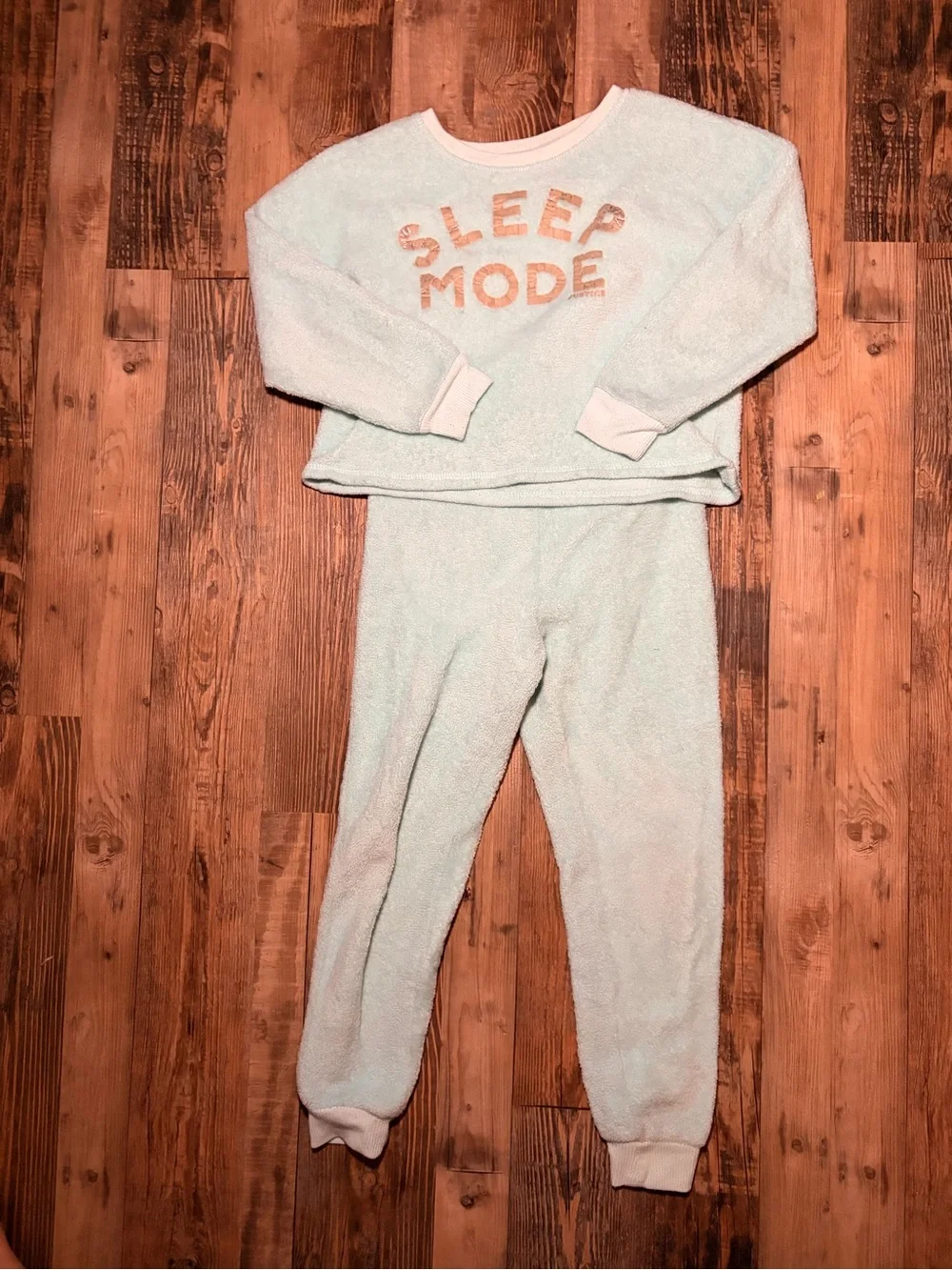 Justice Girls Sleep Mode Plush Fleece Pajama Set Blue Size 7/8 Soft Cozy